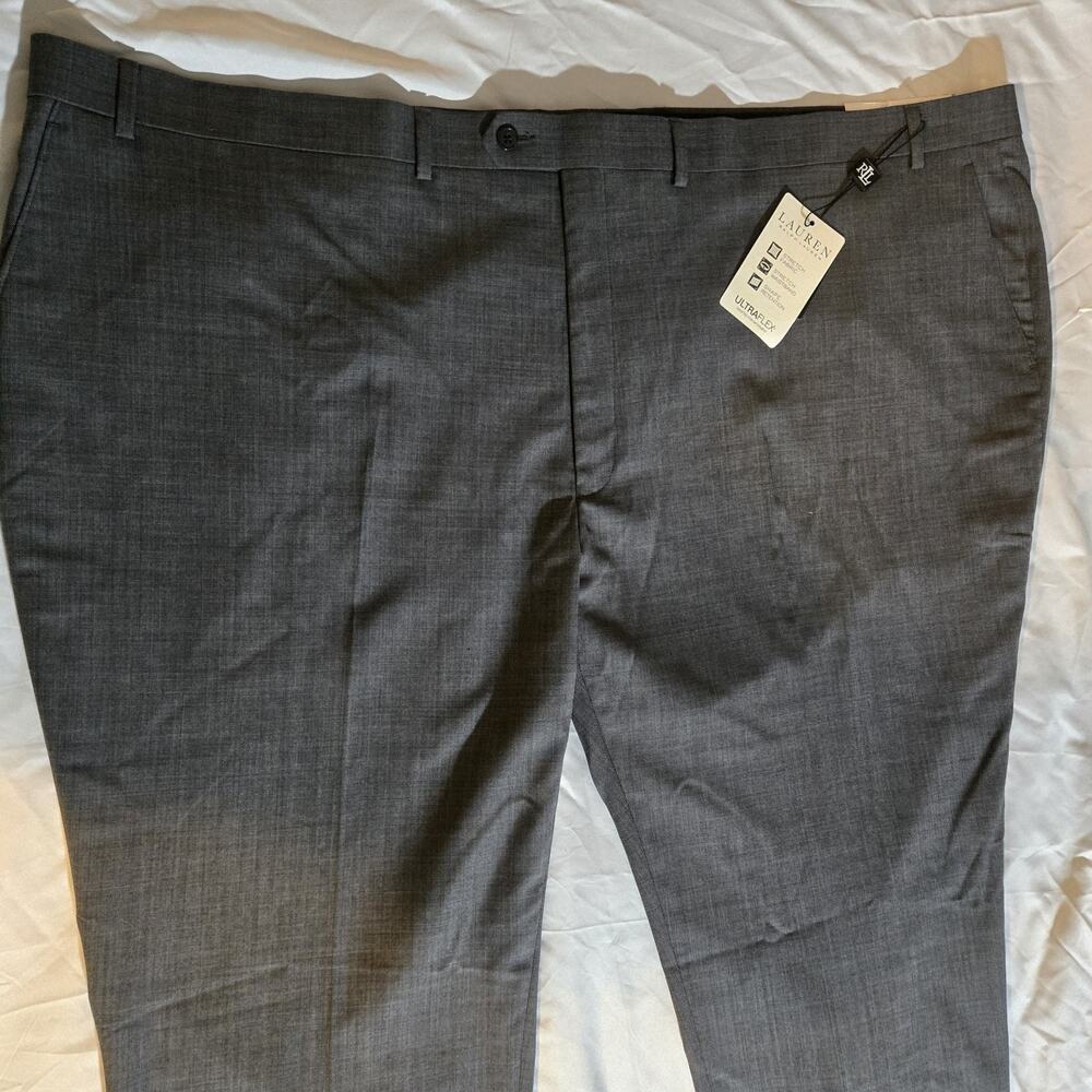Ralph Lauren Mens pant 54w x 36 Grey Shark Big & Tall UltraFlex Wool-NEW - Picture 6 of 13